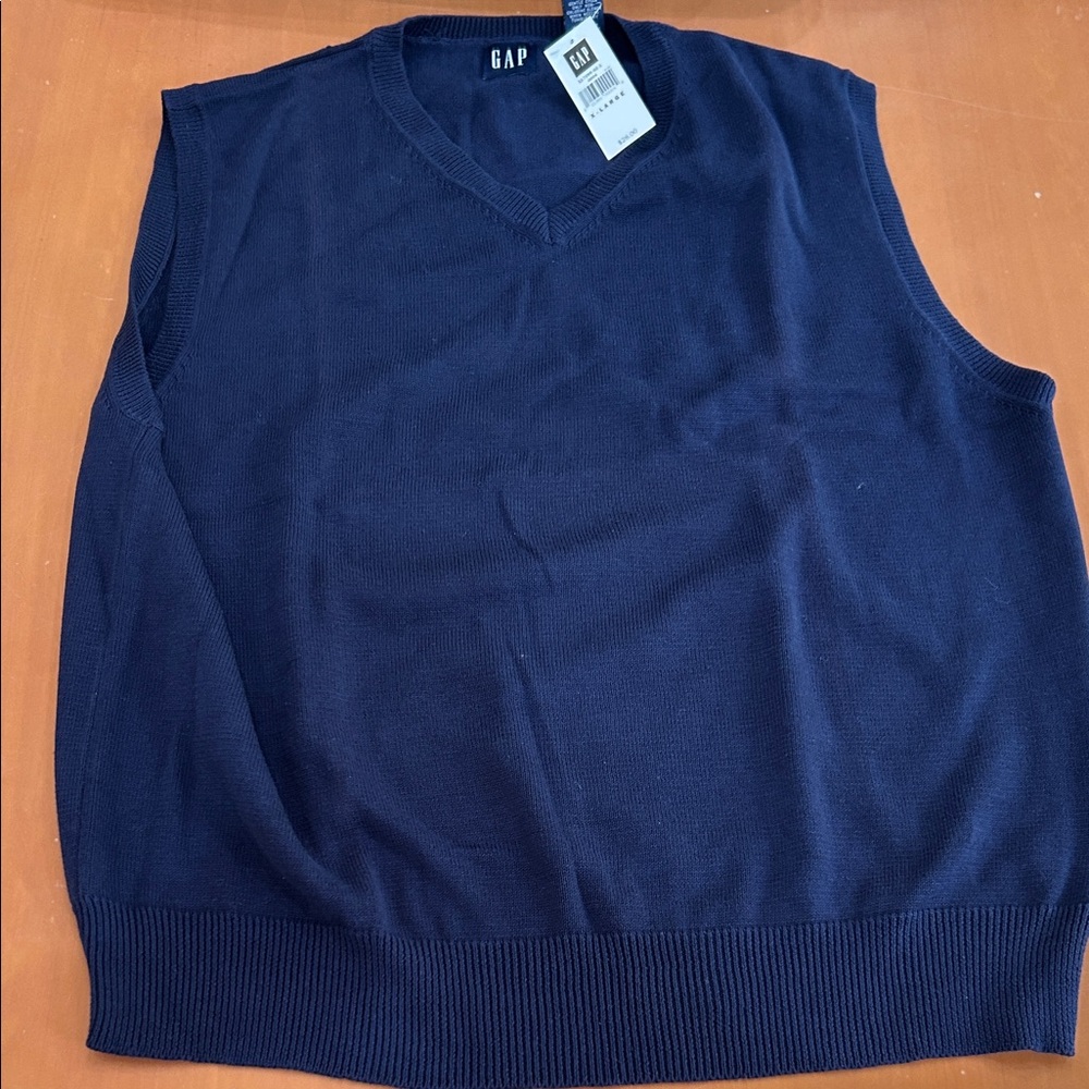 GAP Men's Navy Blue V-Neck Sweater Vest